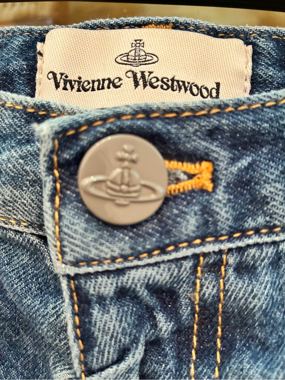 Vivienne Westwood Blue Denim Mini Skirt with Orb Embroidery - Picture 11 of 12